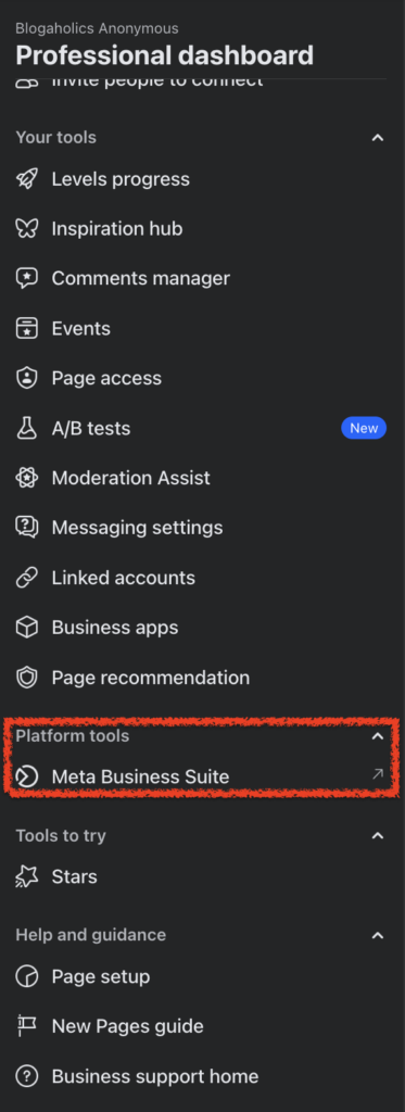 connecting to meta business suite.