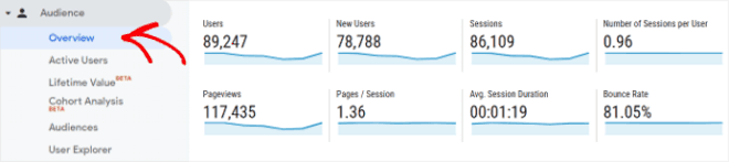 google analytics audience overview