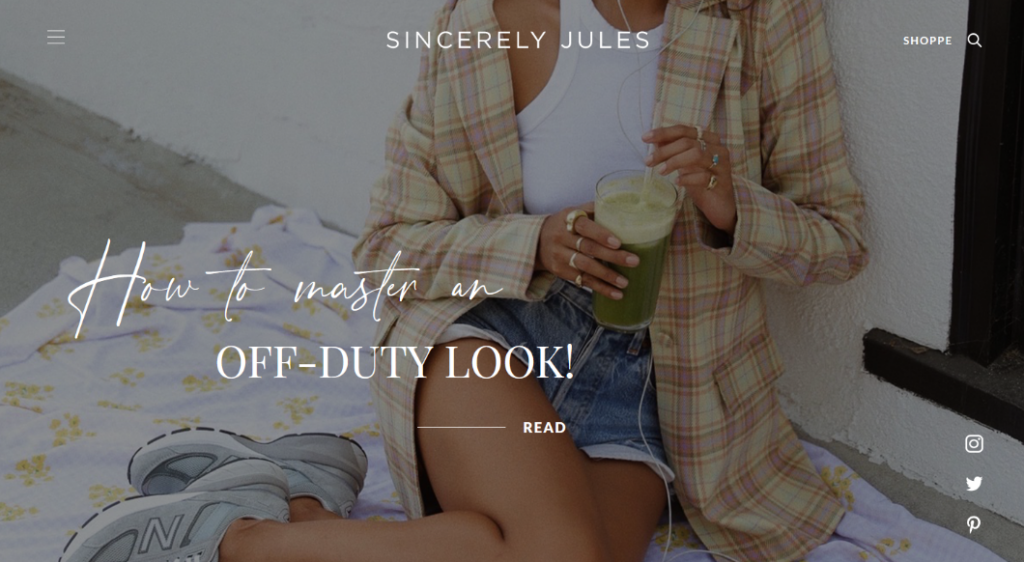 sincerely jules blog header example